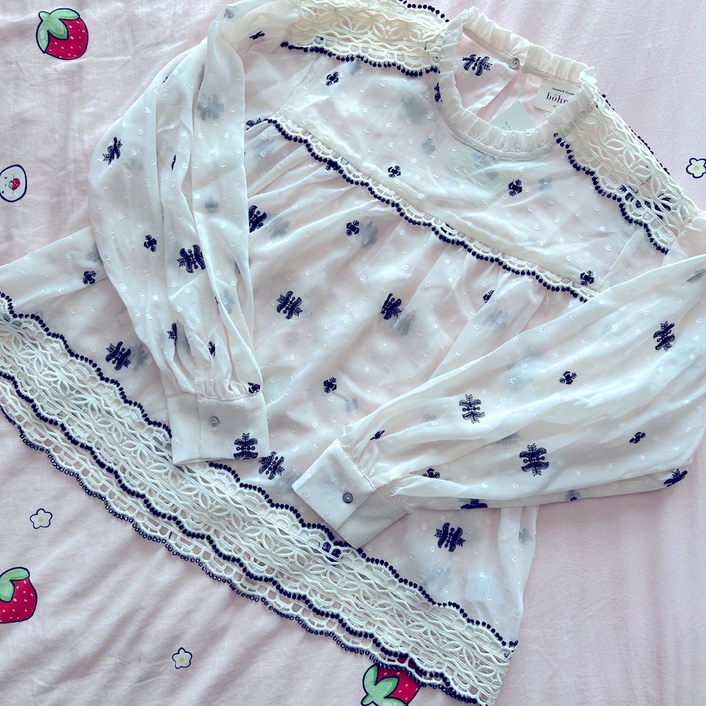Böhme Cream Sheer Blouse M